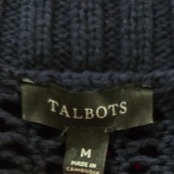 Talbots Open Weave Navy Blue‎ Women's Sweater Size Medium - Picture 8 of 8